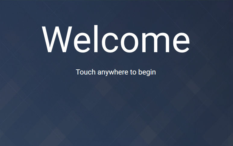 Welcome Screen for AV Touchscreen Controls